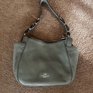 Coach Granite Gray Leather Shoulder Bag